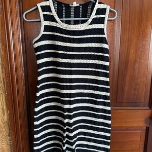 Navy and White Striped Knit Tank Dress